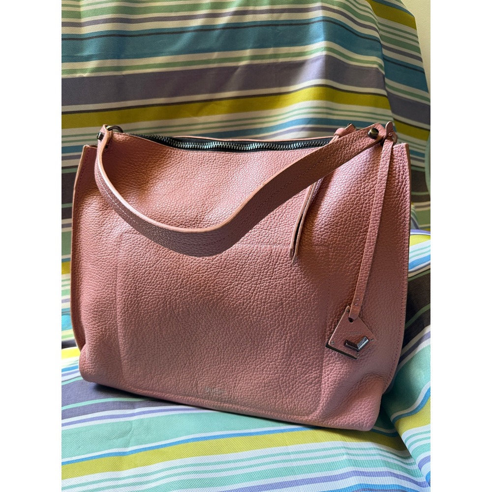 Botkier Hudson Hobo Pink Pebbled Leather Shoulder Bag Metallic Lining